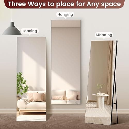 Kosmonia Full Length Mirror, 56"x18" Frameless Floor Mirror w/Distortion Free, HD Reflection, Standing or Leaning Full Body Mirror for Bedroom, Hanging Mounted for Living Room Cloakroom thumbnail 4