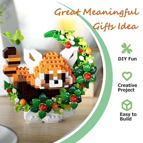 TENYEAH Red Panda 2 Pack Mini Block Building Animals, Toy Red Panda Lying on The Moon, Home Decor Micro Building Set for Adult, Desk Ornaments Home Decor, Small Gift for Birthday thumbnail 2