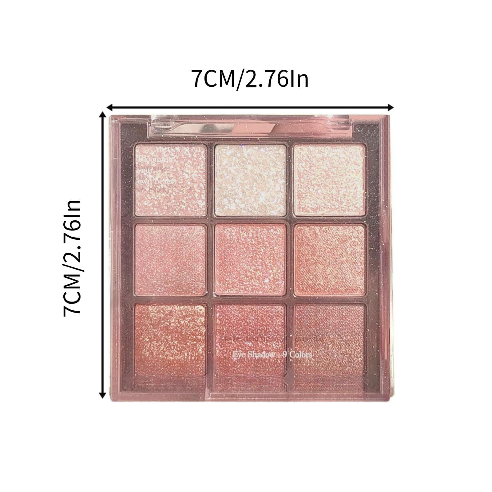 9 Colors Glitter Shimmer Eyeshadow Makeup Palette, Korean Sparkle Neutral Eye Shadow Palettes Highly Pigmented Long Lasting Waterproof Blendable sombras para ojos Pink White Golden Brown Eye Glitter - D thumbnail 7