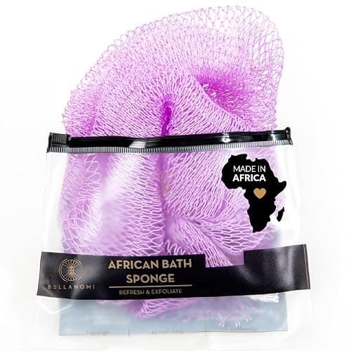 BELLANOMI African Exfoliating Net Sponge, Authentic, Ethically sourced from Nigeria, 45 inches Long, Back Scrubber for Daily use (Lilac) thumbnail 10
