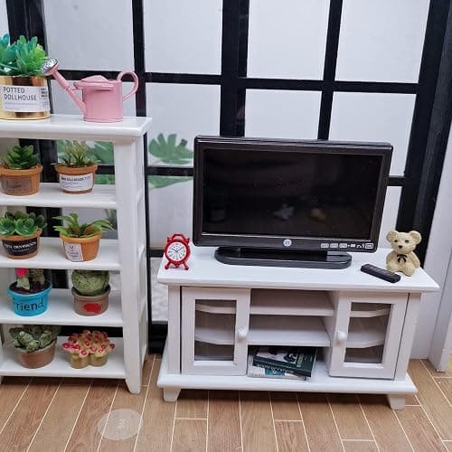 Dollhouse Decoration Accessories,1:12 Fireplace TV Miniature Furniture Room Wooden Vintage Fireplace Mini Furniture thumbnail 4