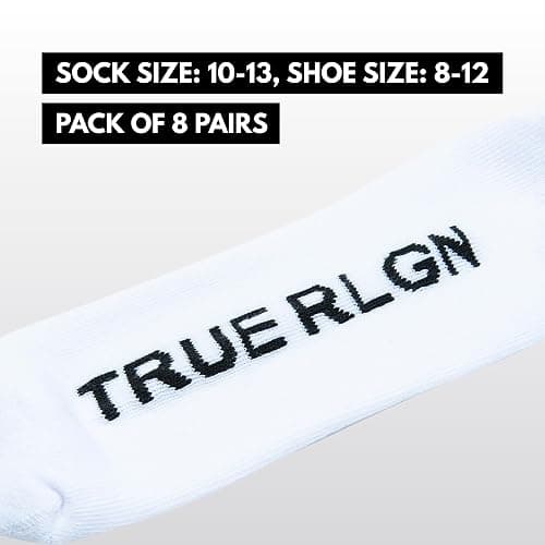 True Religion Mens 8 Pairs Crew Socks for Men Premium Athletic Men's Socks, Shoe Size 8-12 thumbnail 3