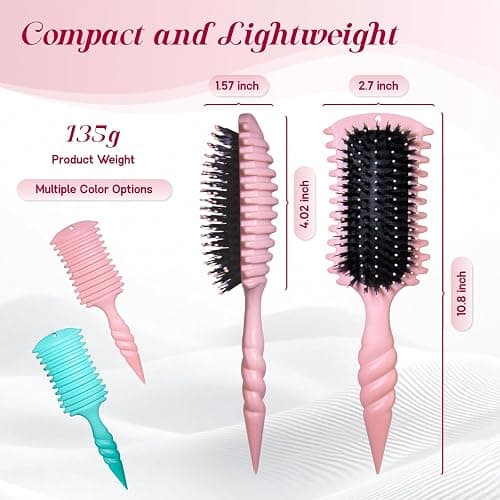 Curly Hair Brush, Curl Defining Brush, Shaping and Defining Curls for Women Hair Brush for Combing and Shaping, Reduce Pulling and Curl Separation For Defined Curls (Pink) thumbnail 2