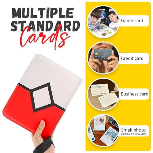 Trading Card Binder 4-Pockets, Card Binder Fits 400 Cards with 50 Removable Sleeves, Card Folder for MTG, TCG, Game Cards & Sports Cards-Red thumbnail 6