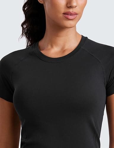 CRZ YOGA Seamless Workout Tops for Women Hip Length - Athletic Running Gym Yoga Short Sleeve Shirts Breathable Crewneck Tees thumbnail 6