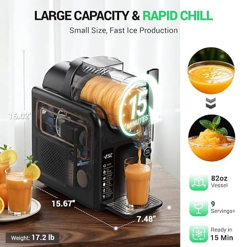 WETIE Slushie Machine, 82oz Slushy Maker with Adjustable Temperature, LED Display, Auto-Clean, 5-in-1 Frozen Drink Maker for Ice Cream, Frappés, Milkshake, Frozen Margaritas, 24H Running for Home thumbnail 5
