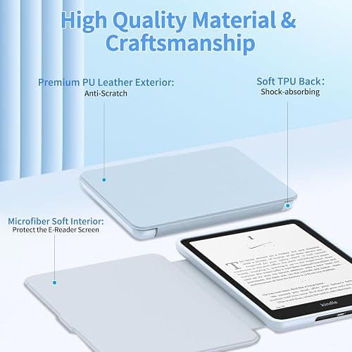 New Kindle Paperwhite 2024 Case 7" (12th Gen) & Kindle Colorsoft Signature Edition Case, Sanyetral Slim PU Leather Cover with Soft TPU Back and Auto Sleep/Wake, Not for Remarkable Kobo -Light Blue thumbnail 3