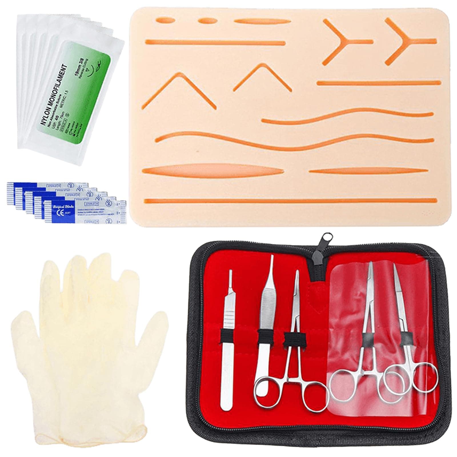 Surgical Sewing Set: Suture Practice Kit, Suture Material for Surgery, Exercise Kit for Wound Suturing, Silicone Sewing Pads with Tool Set, Exercise Kit for Wound Sutures, Exercise Set for - Image 1
