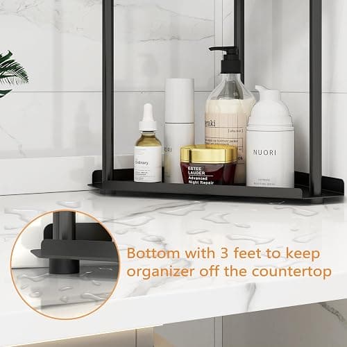 Jesginboo 3 Tier Bathroom Counter Organizer, Vanity Organizer Corner Shelf, Skincare, Makeup Countertop Organizers, Kitchen, Bathroom Counter Storage, Black thumbnail 4