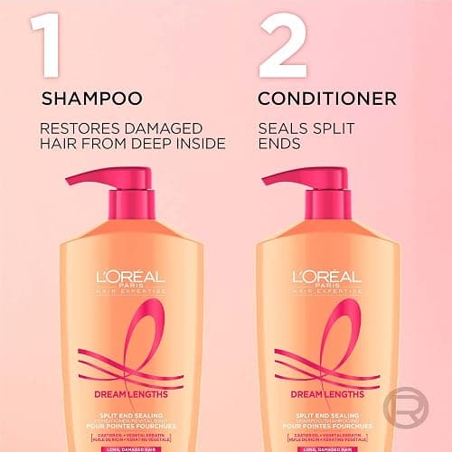 L’Oréal Paris Hair Expertise Dream Lengths Restoring Shampoo with Vegetal Keratin and Castor Oil, for All Types of Long Hair, Visibly Repairs Damage and Seals Split Ends, 828ml thumbnail 8