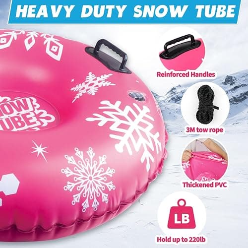 ZMLM Snow Tube for Sledding -2 Pack/3 Pack 36" Inflatable Snow Sled for Kids and Adults Heavy Duty Blow Up Tube with Handles Outdoor Winter Toys Gift for Sport Supplies thumbnail 3