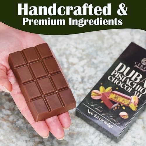 Ceres Gourmet Dubai Chocolate Bar, Pistachio Knafeh Chocolate Snack 2.3oz (65g) with Crispy Kunafa Layers and Smooth Milky Chocolate, Individually Wrapped Premium Gift-Style Treat for Special Moments thumbnail 3