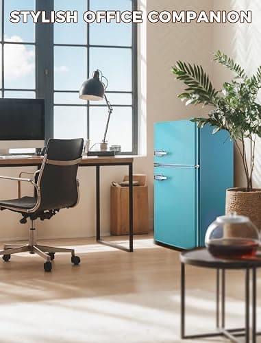 Anypro 3.2 Cu.Ft Refrigerator, Retro Double Door Fridge with Freezer, 7 Adjustable Temperature Settings, Removable Glass Shelves for Dorm, Office, Bedroom, Apartment, Blue thumbnail 7
