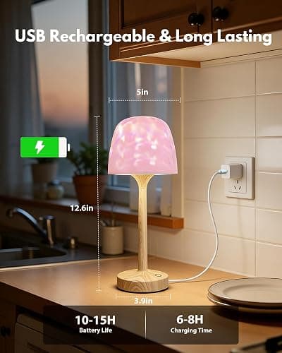 Shower Lamp - Waterproof Bathroom Lamp Ocean Wave Projector, Wood Grain | 16 Color Spa-Like Mood Light, Rechargeable Shower Light with Touch & Remote Control, Cordless Light for Inside Shower/Bathtub thumbnail 5