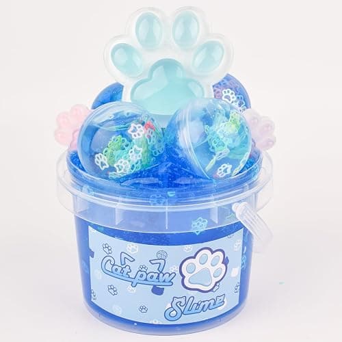 Blue Crunchy Cat's Paw Slime,Super Soft and Non-Sticky, Great for Birthday Gifts for Girl and Boys,Party Favors,Christmas Stocking Stuffers（300ml） thumbnail 5