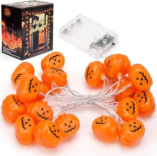 Besitek Halloween Pumpkin String Lights, 20 LED,10FT, Battery Operated | Festive pumpkin string lights create a fun Halloween atmosphere for indoor and outdoor seasonal decorating. thumbnail 8