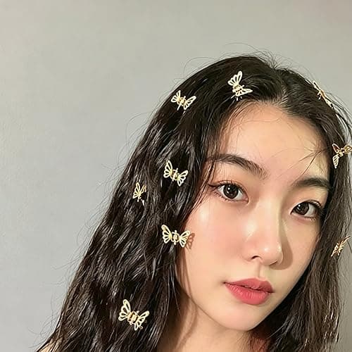 30 Pcs Butterfly Hair Clips Gold Metal Barrettes Claw Clips Strong Hold Non-Slip Alloy Hair Accessories for Women Small Mini Hollow Design thumbnail 6
