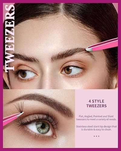 TsMADDTs 6 PCS Eyebrow Tweezers Set, Tweezers for Women Facial Hair with Curved Scissor and Eyebrow Brush for Ingrown Hair thumbnail 6