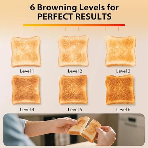 LONGDEEM 4-Slice Stainless Steel Toaster for Bagels, Bread, Waffles & Muffins, 1.5" Extra Wide Slot, High Lift Lever, Modern Blue, 6 Browning Settings, Family Friendly,Breakfast Kitchen Appliance thumbnail 6