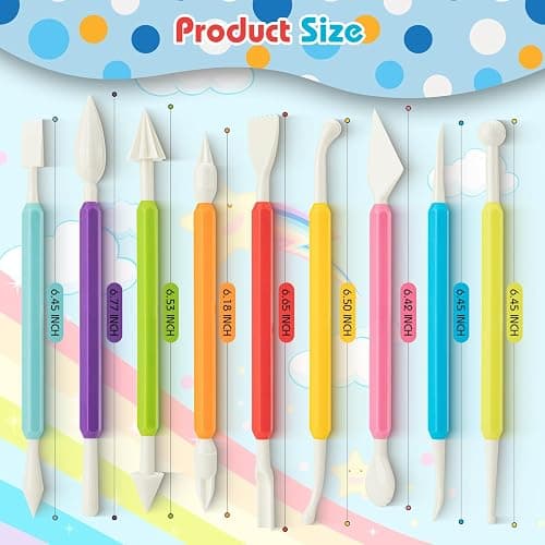 UUSYCUN 9PCS Clay Tools for Kids & Adult, UUSYCUN Plastic Air Dry Clay Tool Kit, Double-Head Sculpting Tools for Pottery, Polymer, Air Dry Clay, Modeling, Shaping, Cake Decoration thumbnail 3