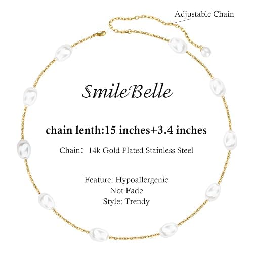 SmileBelle Pearl Necklaces, Daisy Pearls Choker for Women's Pearl Strand Necklaces as Silver and Gold Choker for Teens, Silver Daisy Birthday Gifts 3 Pearls White Necklace as Prom Bridesmaid gifts thumbnail 5