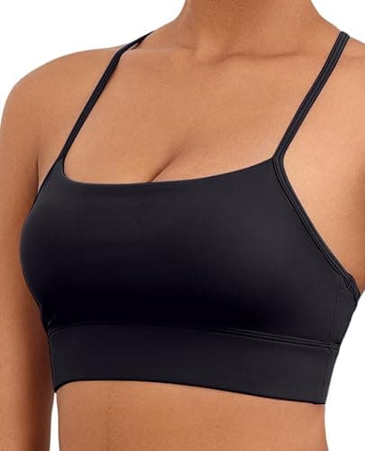 AegisChic Womens Y Sports Bras Yoga Top with Removable Cups Spaghetti Thin Strap Workout Gym Bra Tops thumbnail 2