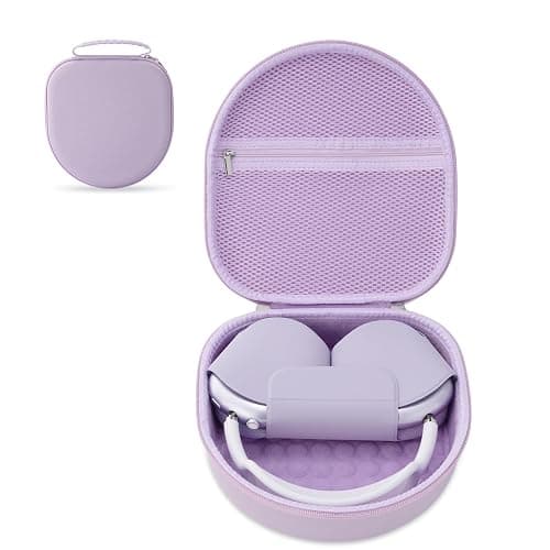 Case for Apple Airpods Max Headphones, Travel Portable Headphone Hard Case Cover Bag, Mesh Pouch with Zipper for Charger and Accessories (Purple) - Image 1
