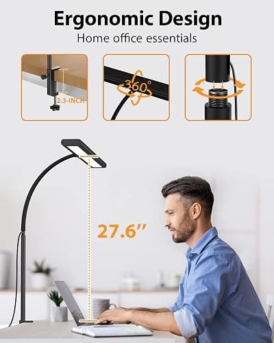 iFalarila 2024 Version Lampe de Bureau 160 LED avec Pince, 3 Modes, Plus Lumineuse, Flexible à 360° avec Adaptateur USB pour Travail, l'Étude ou Lecture thumbnail 3