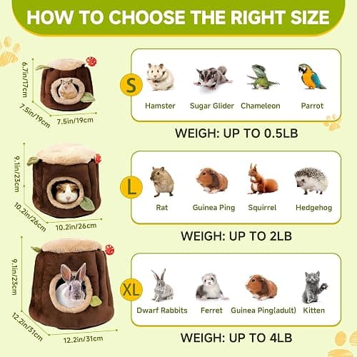 LYART Guinea Pig Hamster Bedding or Hideout for Mouse Mice Rat Ferret Bunny Fluff Bedding Bed House Cage Accessories, Dwarf Rabbits Hedgehog Bearded Dragon Warm Bedding Winter Nest Cave, Washable(2.L) thumbnail 4