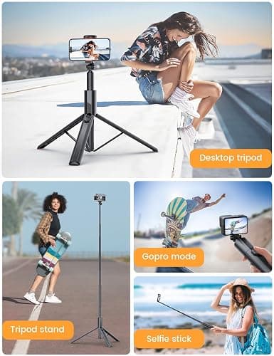 ANXRE 71" Phone Tripod, NT79 Extendable Selfie Stick for Cell Phone＆Camera Photo Video Kits, Travel Tripod Stand with Remote for Video Recording, Phone Holder Tripod Compatible with Phone Camera Gopro thumbnail 5