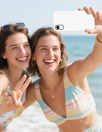 Jusy Compatible with MagSafe Polka Dot Case for iPhone XR, Cute Aesthetic Polka Dots Magnetic Phone Case, Soft TPU and Hard PC Protective Phone Cover for Women Girls (Matte) - White thumbnail 6