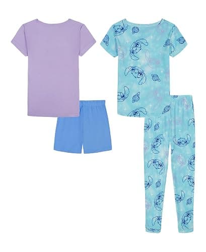 Disney Girls' 4-Piece Snug-fit Cotton Matching Pajama Set, Soft & Cute for Kids thumbnail 5