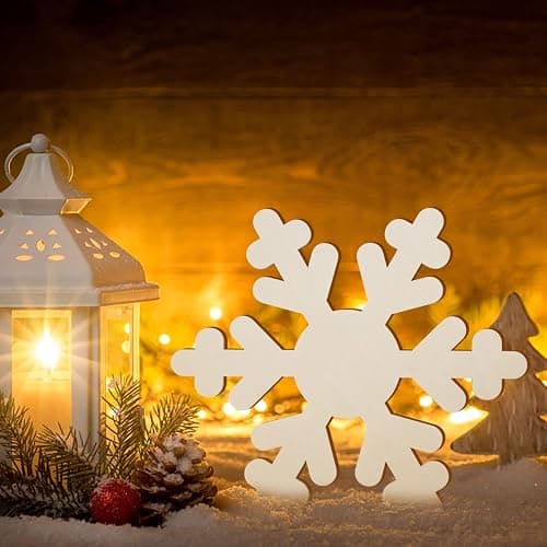 8 Pcs Large Wooden Christmas Snowflake Cutouts 12 Inch Unfinished Wood Snowflake Shape Ornaments Blank Christmas Wood Cutouts Slice Wooden Hanging Decoration for DIY Crafts Xmas Winter Decor thumbnail 5