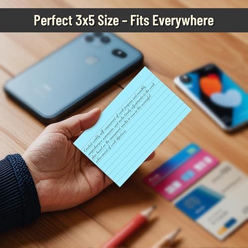300 Count Index Cards 3 x 5 Inch Ruled Blue Index Cards, Flash Cards College Ruled for School, College, Office and Home Organization, Durable Study To Do List Note Cards with Ruled Lines thumbnail 4