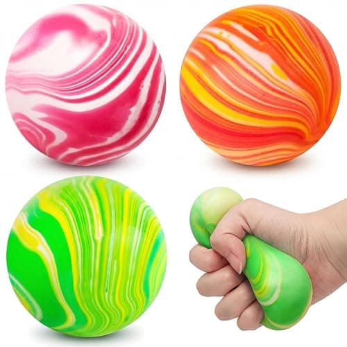 LOVESTOWN Squishy Stress Ball, 2.5" Assorted Colors Dough Fidget Toy | 3 Colors for Adult Stress Relief Hand, Exercise Increase Entertainment, Party Favors Birthday Gifts, Medium - Image 1