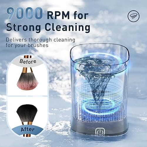 Electric Makeup Brush Cleaner - 9000 RPM Makeup Brush Cleaning Machine, IP65 Waterproof Automatic Makeup Brush Cleaner for Makeup Sponges and Brushes(Gray) - Gray thumbnail 2