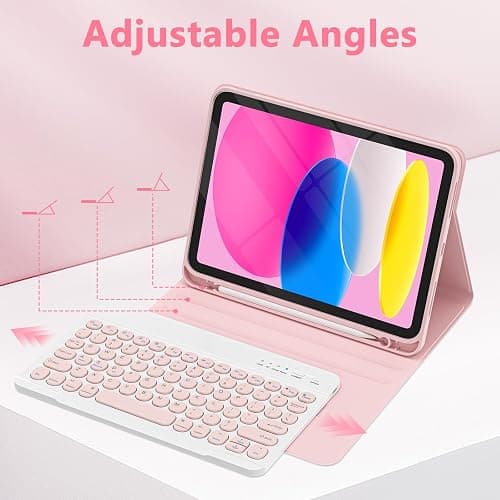 KBCASE Keyboard Case for iPad A16 11 inch/10th Gen 10.9 inch, Light Pink | Detachable Wireless Keyboard Case for iPad 11th/10th Gen, Adjustable Angles, with Pencil Holder thumbnail 3