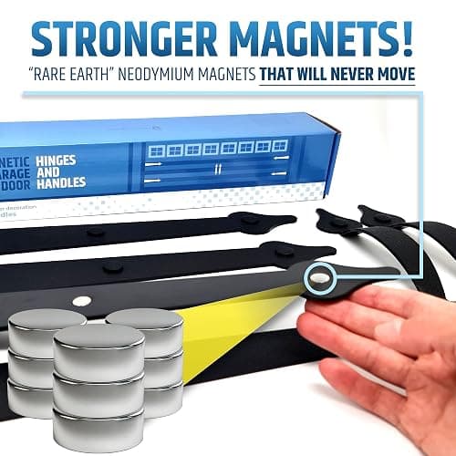 Premium Quality & Strong Magnetic Garage Door Decorative Hardware - Set of 2 Handles + 4 Hinges - Faux Garage Door Accents Kit for Curb Appeal | No Installation Needed | Will Never Fall Off thumbnail 4
