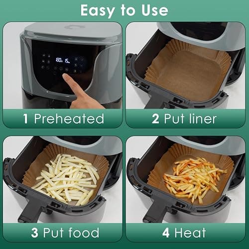 Vailnd 100Pcs Small 4.7 Inch Square Air Fryer Liners Disposable for 1-2 Qt | Non-stick, Oil-proof Parchment Paper fir for CHEFMAN, Food-grade Baking Paper Sheets for Mini Airfryer Basket thumbnail 6