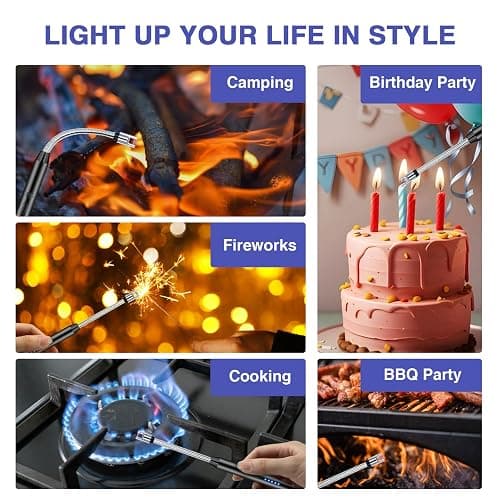 2 PCS Candle Lighter, Electric Lighter Arc Windproof Flameless with 360° Flexible Neck & LED Power Display, Lighters for Candle for BBQ, Grill, Camping, Fireplace, Stove thumbnail 2