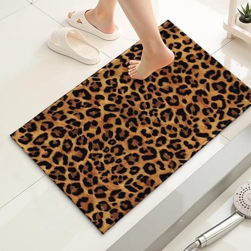 Kwlegh Leopard Bathroom Rug Brown Leopard Print Bath Rug Cheetah Skin Pattern Bath Mat 20X32 Inch Non Slip Absorbent Plush Doormat for Bathroom Entryway Living Room thumbnail 2