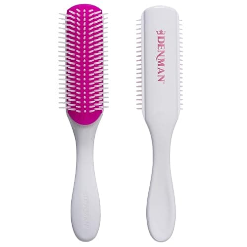 Denman Curly Hair Brush D3, 7 Row Styling Brush for Detangling, Separating, Shaping and Defining Curls - For Women and Men - Cherry Blossom - Image 1