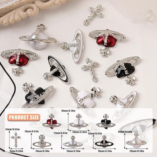 Planet Nail Art Charms, 32 Stück Saturn Form Nagel Edelsteine für Acrylnägel, Glänzender Nagel Strasssteines Mädchen Nail Art DIY Handwerk Dekoration Zubehör thumbnail 3