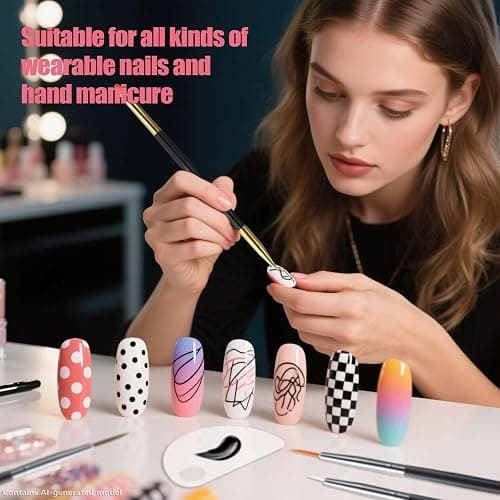 Artdone 32pcs Nail Art Brushes Tools Set Dotting Tools for Gel Polish | Dust Brush,Striping Brushes for Long Lines, Drawing Pen Design supply thumbnail 6