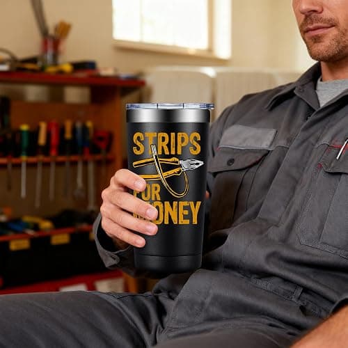 SpenMeta Electrician Gifts for Men - Christmas Gifts for Electricians, Cowoker, Dad, Husband, Boyfriend - 20oz Strips For Money Tumbler Cup thumbnail 2