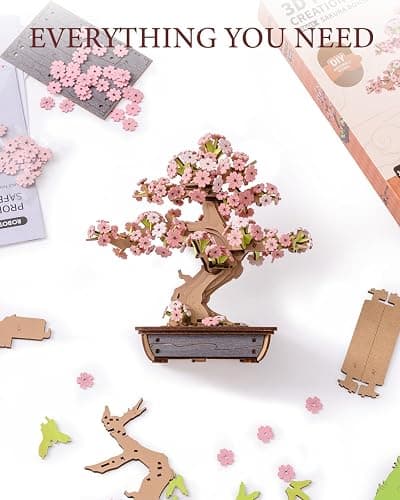 ROWOOD Sakura Bonsai 3D Puzzle, DIY Holzpuzzle Modellbausatz Für Erwachsene, Klassiker Sakura Konstruktions Und Handwerks Set, Perfekt Deko Für Zuhause Sowie, Geschenk Zu Weihnachten Oder Geburtstag thumbnail 5