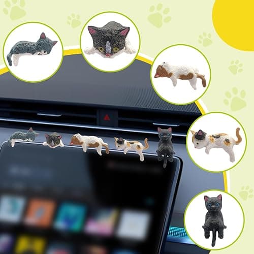 ABOTHGD 5 pcs Cute Cat Car Interior Accessories Dashboard & Rearview Mirror Decorations, Ornament for Cat Lovers Boys and Girls (Kitten) thumbnail 7
