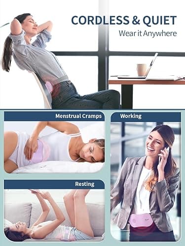 Slimpal Menstrual Heating Pad for Cramps, Portable Cordless Heating Pad for Period Pain Relief, Electric Wearable Heat Belt, Up to 8 Hours Constant Working, Gifts for Women Girl, Purple thumbnail 7