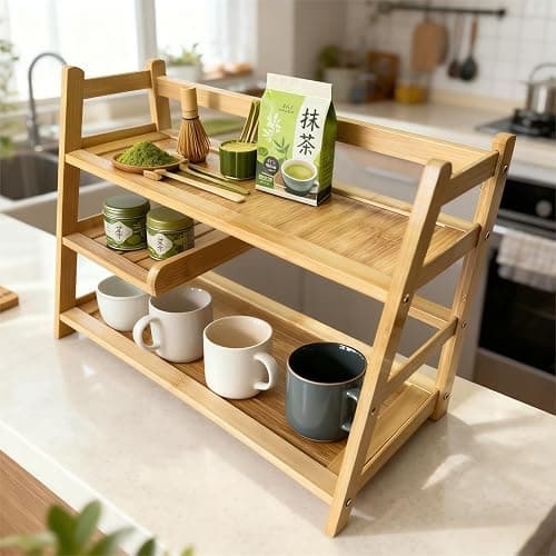 Lnncdsc Bamboo Matcha Station Organizer - Large Capacity 3-Tier Shelf, Easy to Install for Matcha and Coffee Bar Accessories, Perfect for Tea and Coffee Enthusiasts.(wood, large) thumbnail 6