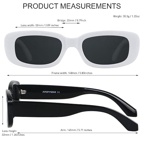 ANDWOOD Rectangle Sunglasses for Women Square Frames Trendy Retro Vintage 90s UV Protection Sun Glasses Small Face thumbnail 4